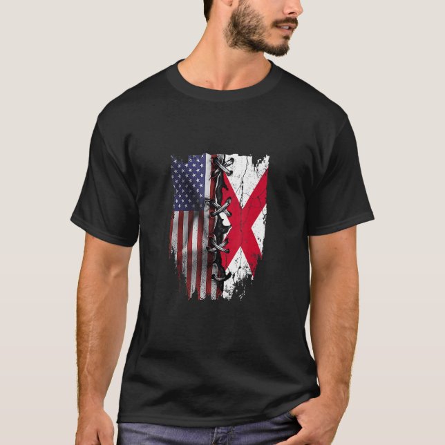 American Grown British Roots USA Northern Flag T-Shirt (Front)