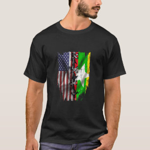 American Grown Burmese Roots USA Myanmar Flag T-Shirt