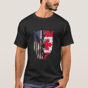 American Grown Canadian Roots USA Canada Flag T-Shirt