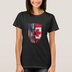 American Grown Canadian Roots USA Canada Flag T-Shirt