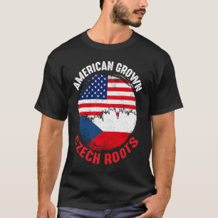 American Grown Czech Roots Vintage Flags for Men W T-Shirt