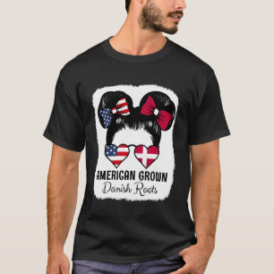 American Grown Danish Roots Girl Denmark Flag Heri T-Shirt