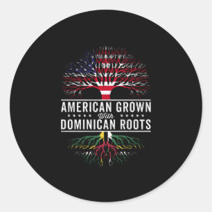 American Grown Dominican Roots Flag Classic Round Sticker