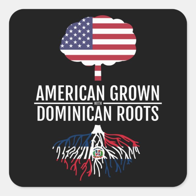 American Grown Dominican Roots National Flag Square Sticker (Front)
