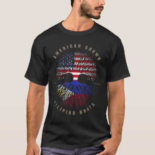 American Grown Filipino Roots Philippines Flag T-Shirt