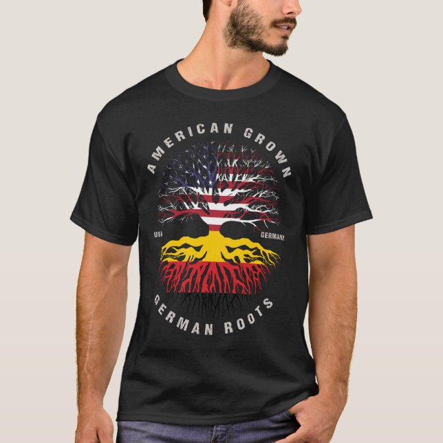 American Grown GERMAN Roots Germany Flag T-Shirt (Front)