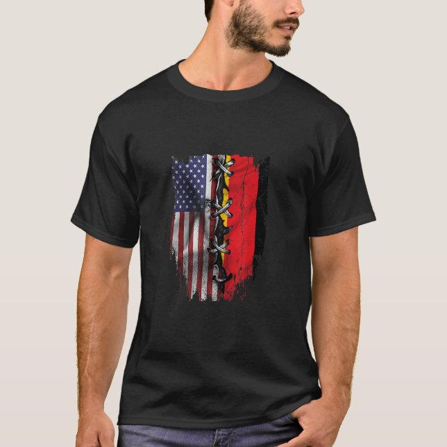American Grown German Roots USA Germany Flag T-Shirt (Front)