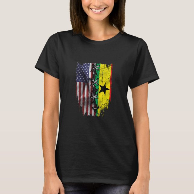 American Grown Ghanaian Roots USA Ghana Flag T-Shirt (Front)