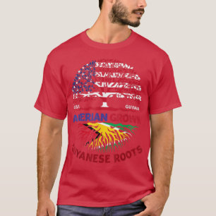 American Grown Guyanese Roots Guyana Flag Usa Flag T-Shirt