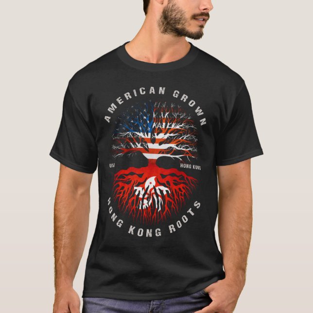 American Grown Hong Kong Roots Hong Kong Flag T-Shirt (Front)