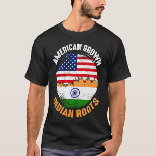 American Grown Indian Roots Vintage Flags for Men T-Shirt