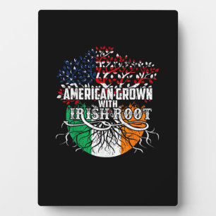 American Grown Irish Root Flag Ireland St Patricks Plaque