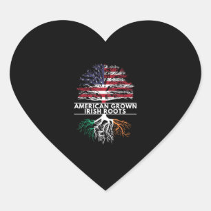 American Grown Irish Roots Flag Ireland ST. PATRIC Heart Sticker