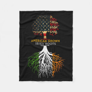 American Grown Irish Roots Ireland And Usa Flags  Fleece Blanket