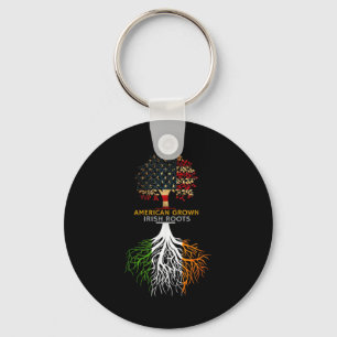 American Grown Irish Roots Ireland And Usa Flags  Key Ring