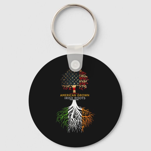 American Grown Irish Roots Ireland And Usa Flags  Key Ring (Front)