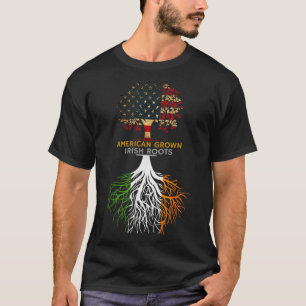 American Grown Irish Roots Ireland And Usa Flags T-Shirt