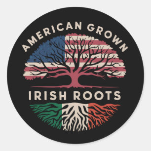 American Grown Irish Roots St Patrick's Day Classic Round Sticker