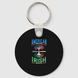 American Grown Irish Roots St. Patricks Day Green  Key Ring
