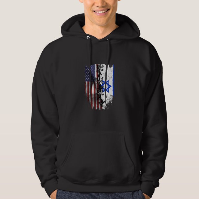 American Grown Israeli Roots USA Israel Flag Hoodie (Front)