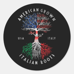 American Grown Italian Roots Italy Flag National Classic Round Sticker