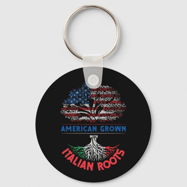 American Grown  Italian Roots USA Flag Venezuela Key Ring (Front)