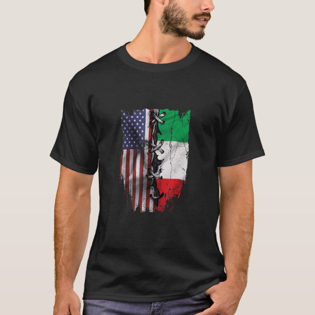 American Grown Italian Roots USA Italy Flag T-Shirt (Front)