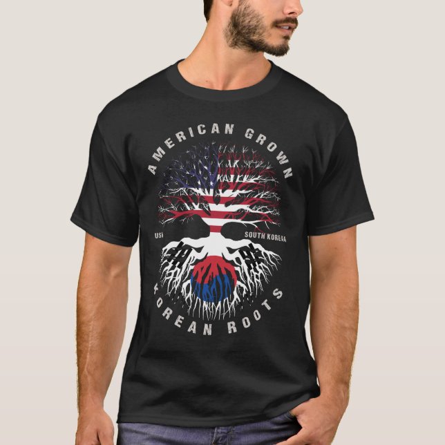 American Grown Korean Roots South Korean Flag T-Sh T-Shirt (Front)
