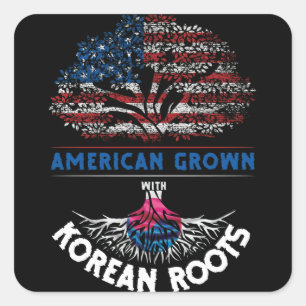American Grown  Korean Roots USA Flag Venezuela Square Sticker