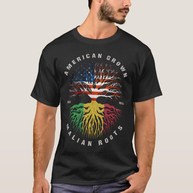 American Grown Malian Roots Mali Flag T-Shirt (Front)