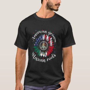 American Grown Mexican Roots Cinco De Mayo Sunflow T-Shirt
