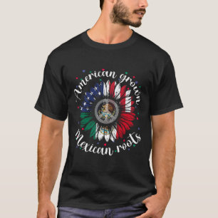 American Grown Mexican Roots Cinco De Mayo Sunflow T-Shirt