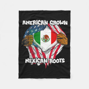 American Grown Mexican Roots Mexico Country Lover Fleece Blanket