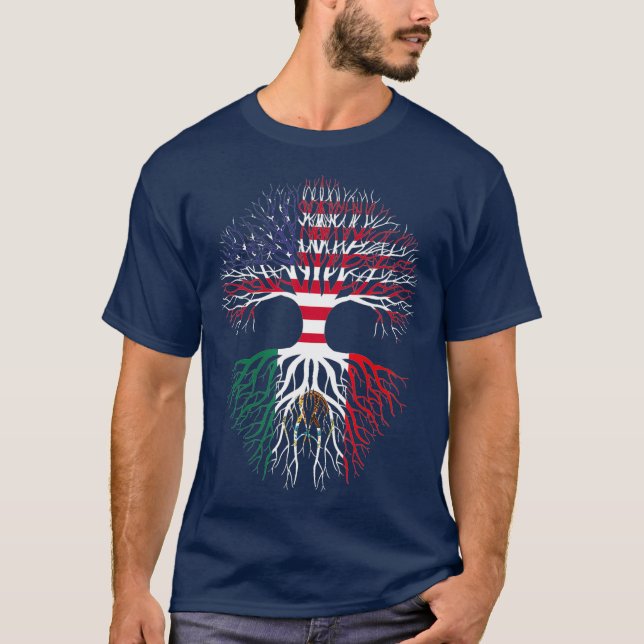 American Grown Mexican Roots Mexico Flag T-Shirt (Front)