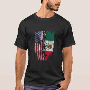 American Grown Mexican Roots USA Mexico Flag T-Shirt