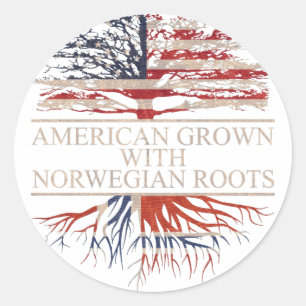 American grown norwegian roots classic round sticker