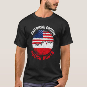 American Grown Polish Roots Vintage Flags for Men  T-Shirt