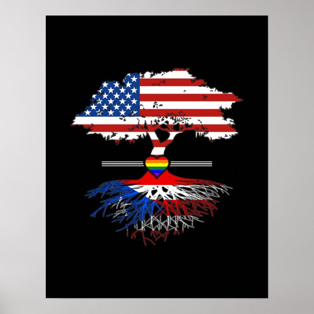 American Grown Puerto Rican Roots Gay Heart LGBT Poster (Front)