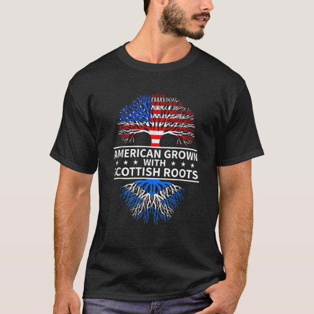 American Grown Scottish Roots Scotland T-Shirt (Front)