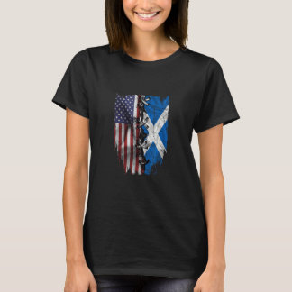 American Grown Scottish Roots USA Scotland Flag T-Shirt