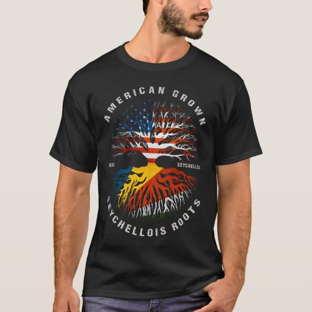 American Grown Seychellois Roots Seychelles Flag T-Shirt (Front)