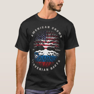 American Grown Slovenian Roots Slovenia Flag T-Shirt