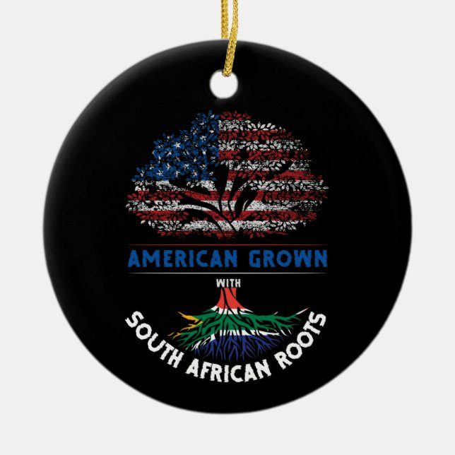 American Grown  South African Roots Flag Venezuela Ceramic Tree Decoration (Front)