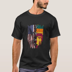 American Grown Sri Lankan Roots USA Sri Lanka Flag T-Shirt