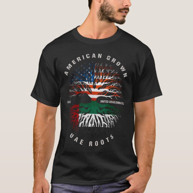 American Grown UAE Roots United Arab Emirates Flag T-Shirt (Front)