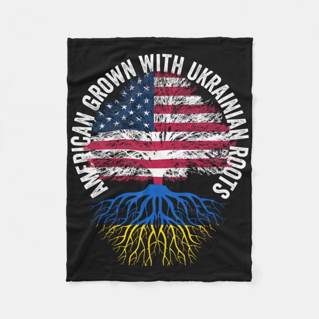 American Grown Ukrainian Roots  Fleece Blanket (Front)