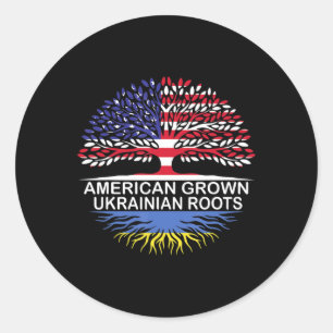 American Grown Ukrainian Roots Ukraine Flag  Classic Round Sticker