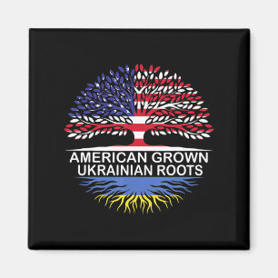 American Grown Ukrainian Roots Ukraine Flag Magnet