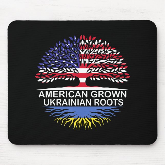American Grown Ukrainian Roots Ukraine Flag  Mouse Mat (Front)