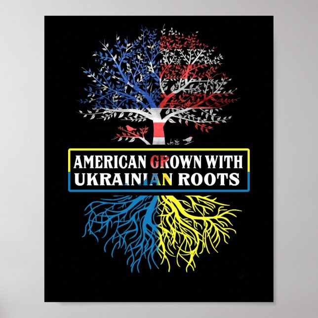 American Grown Ukrainian Roots USA Flag Ukraine Poster (Front)